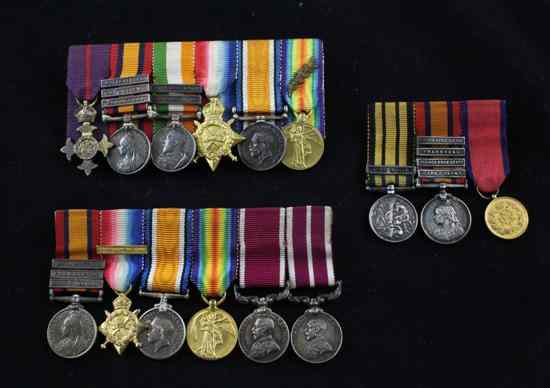 Appraisal: Three medal miniatures groups including Ashantee O B E and