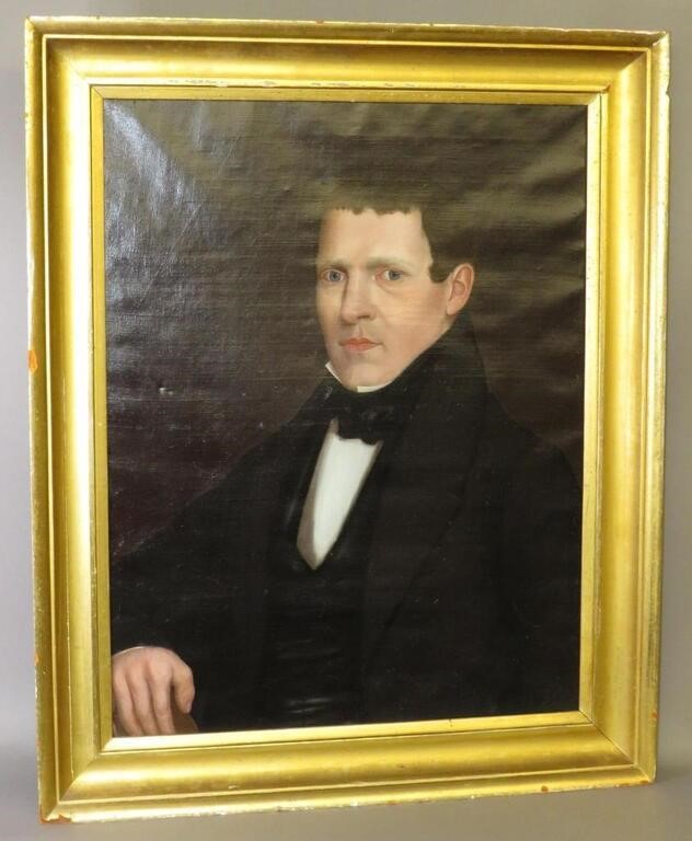 Appraisal: OIL PORTRAIT ON CANVASca formal dressed gentleman in a black