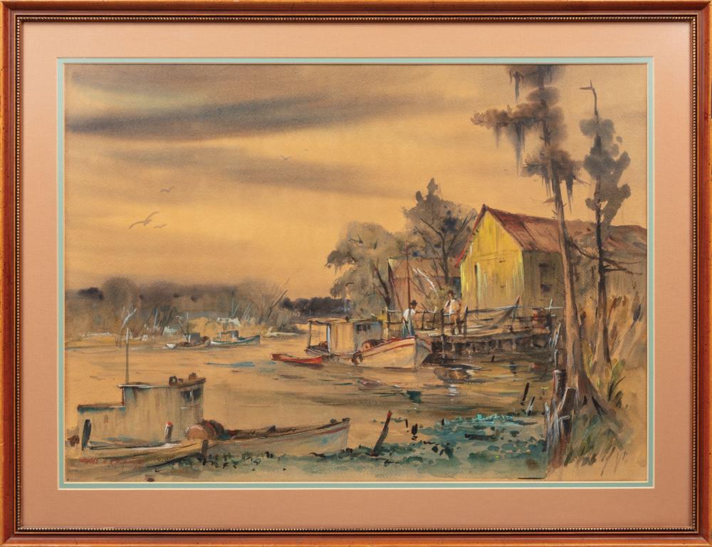 Appraisal: Charles Reinike Jr American Louisiana - Cabin and Shrimp Boats