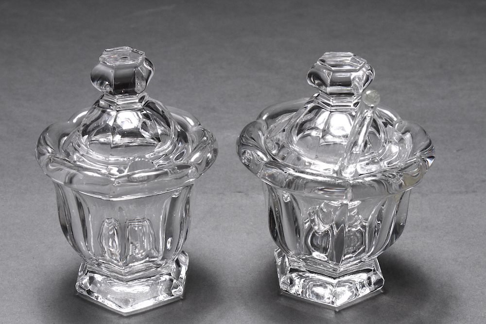 Appraisal: Baccarat Crystal Missouri Condiment Jars Two Baccarat Missouri cut crystal