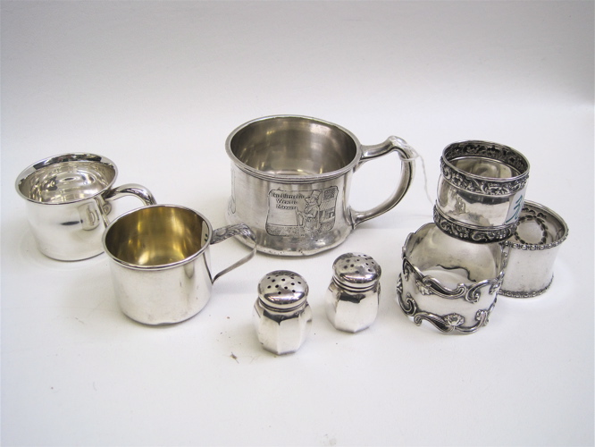 Appraisal: GROUP OF EIGHT STERLING SILVER TABLE ITEMS including child's cups