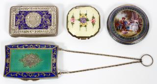 Appraisal: GROUP OF FOUR ENAMELED VANITY CASES GROUP OF FOUR ENAMELED