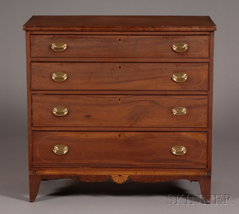 Appraisal: Federal Cherry Inlaid Chest of Drawers possibly Maryland c the