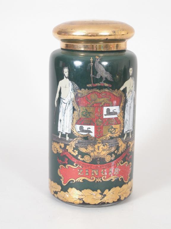 Appraisal: An Edwardian Pharmacy Jar decorated Coat of Arms and titled