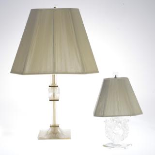 Appraisal: Lalique France frosted glass boudoir lamps Lalique France frosted glass