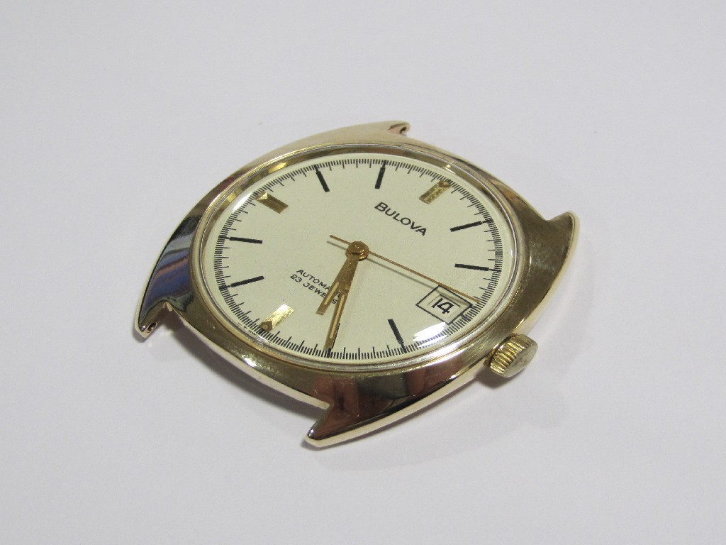 Appraisal: A gents ct gold cased Bulova wrist watch head with