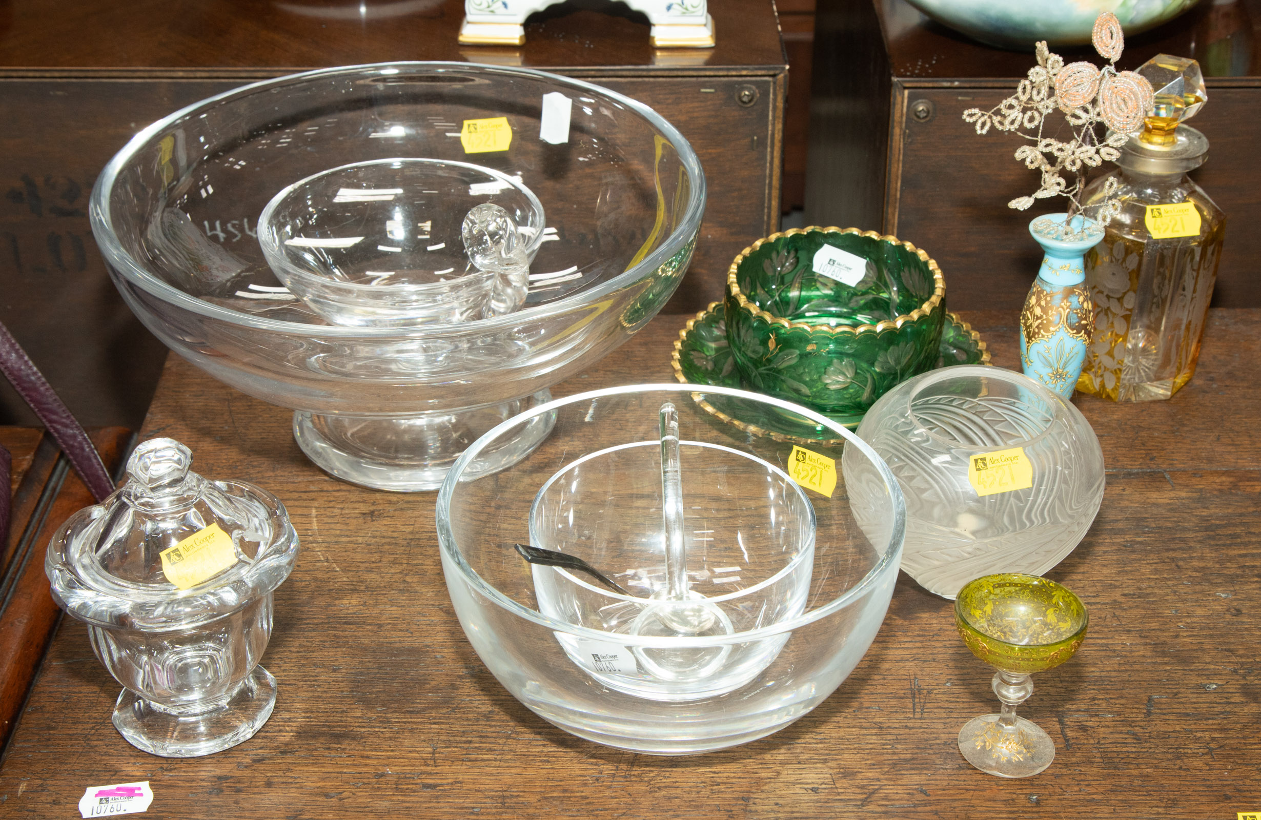 Appraisal: ASSORTMENT OF QUALITY GLASSWARE Includes Orrefors two Baccarat bowls cut-to-clear