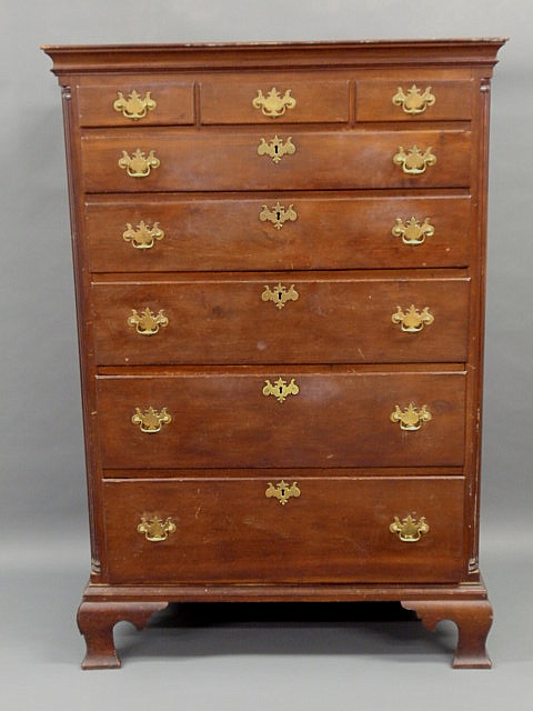 Appraisal: Pennsylvania Chippendale cherry highcase c h x w x d