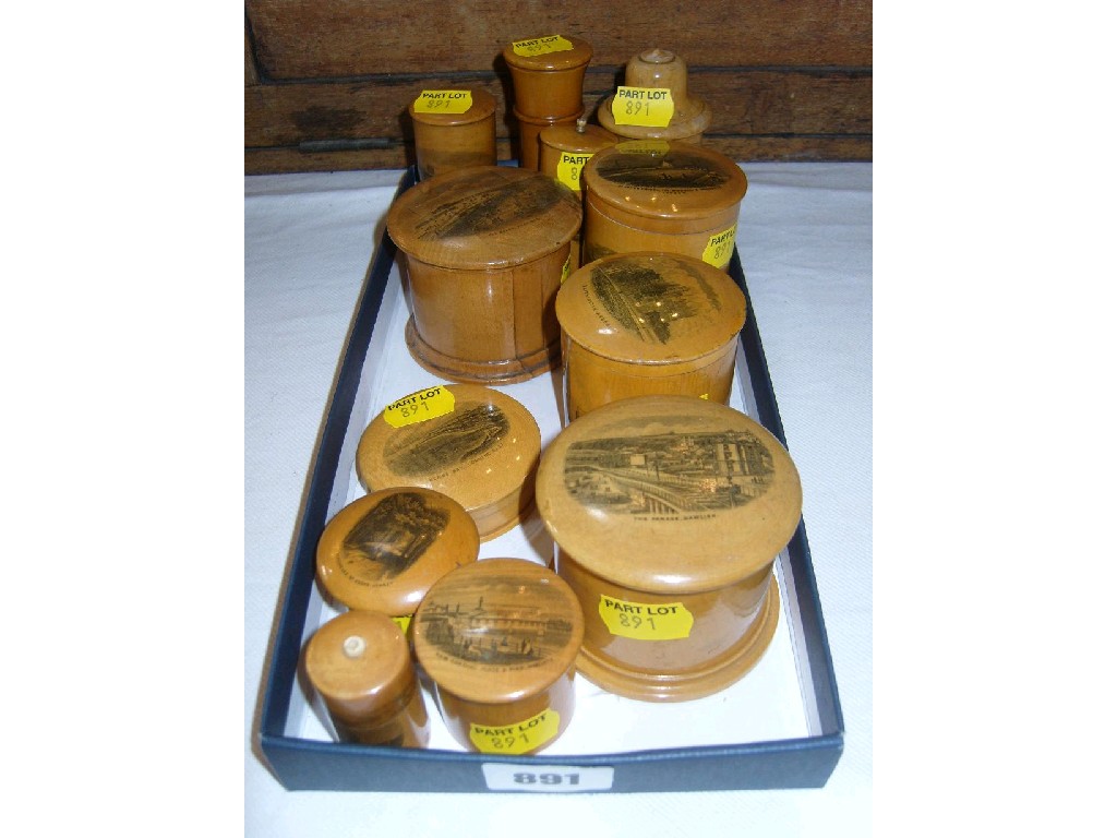 Appraisal: A collection of twelve Mauchline ware sundry boxes of various