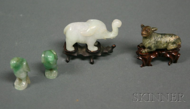 Appraisal: Four Jade Animals early th century two birds an elephant