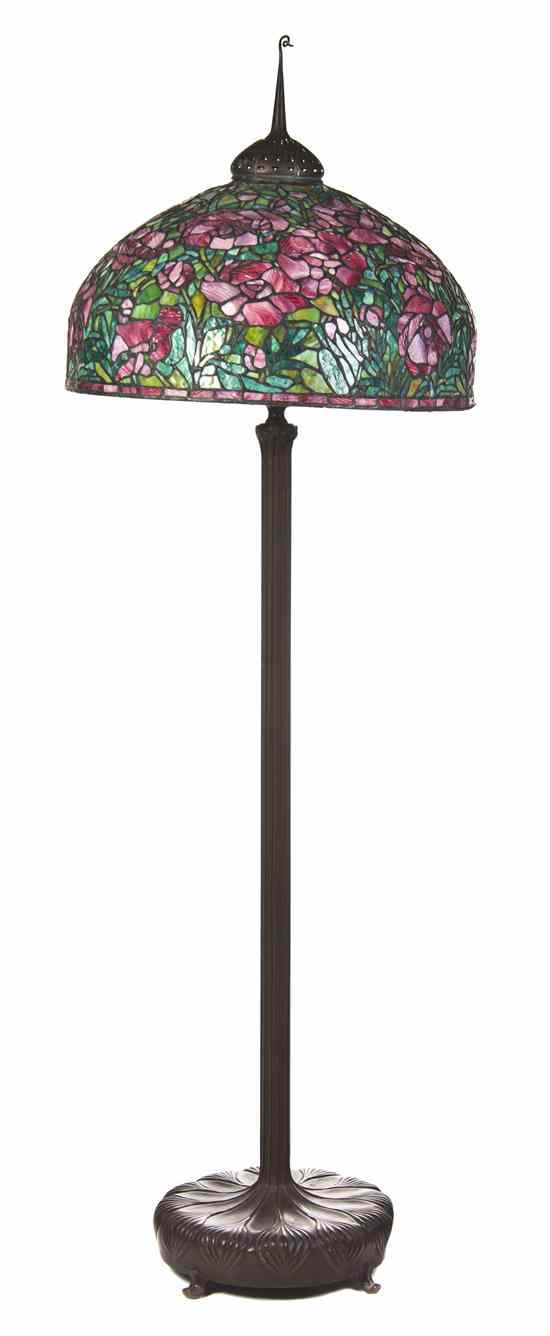 Appraisal: An American Leaded Glass and Bronze Floor Lamp After Tiffany