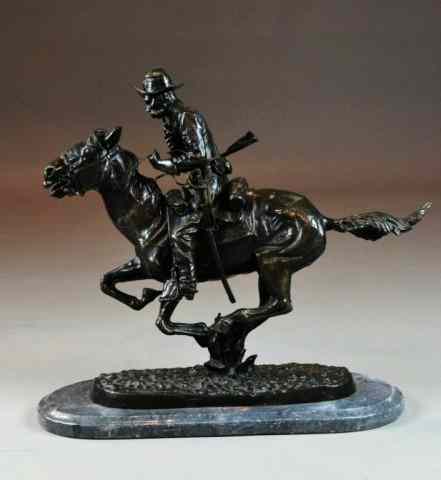 Appraisal: After Frederic Remington Bronze SculptureFinely cast bronze titled '' The