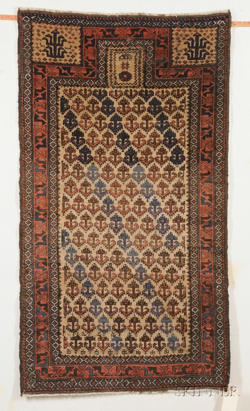 Appraisal: Baluch Prayer Rug Northeast Persia last quarter th century minor