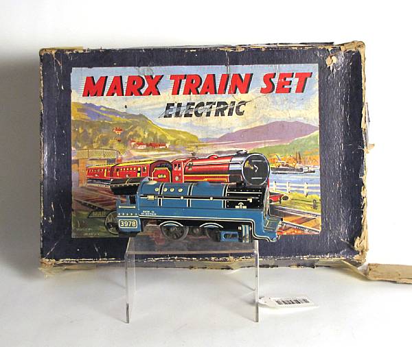 Appraisal: Boxed Prewar train Sets Engine and tender accompanied with three