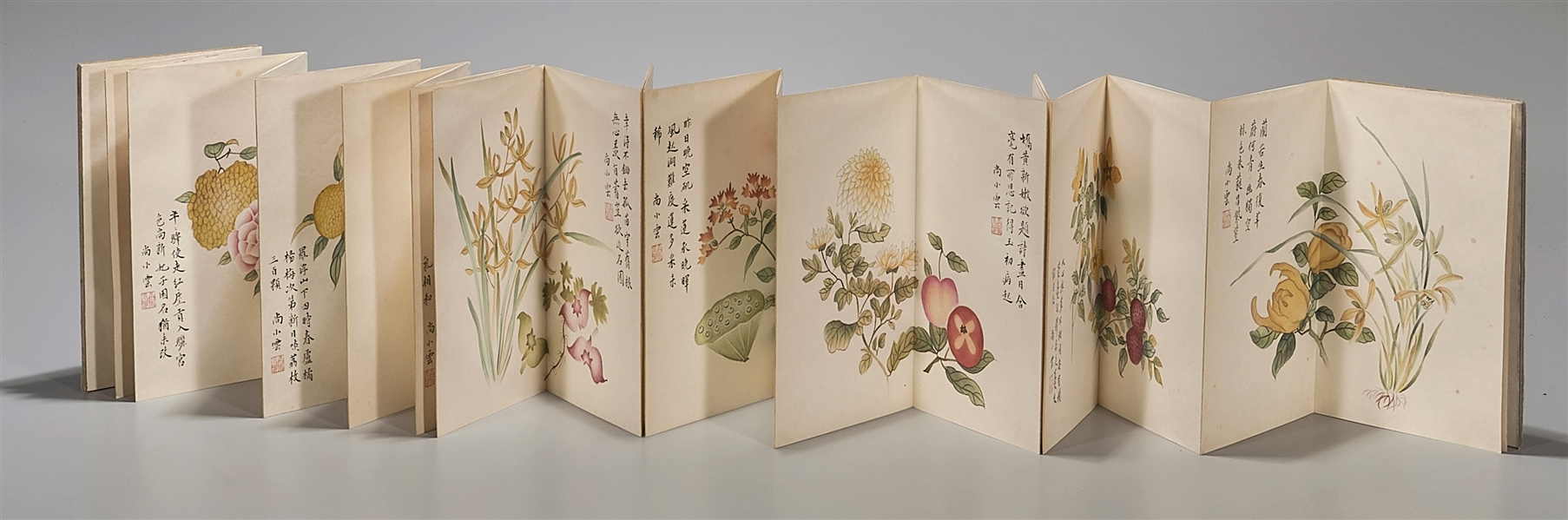 Appraisal: Chinese album of flower paintings after Shang Xiaoyun - x