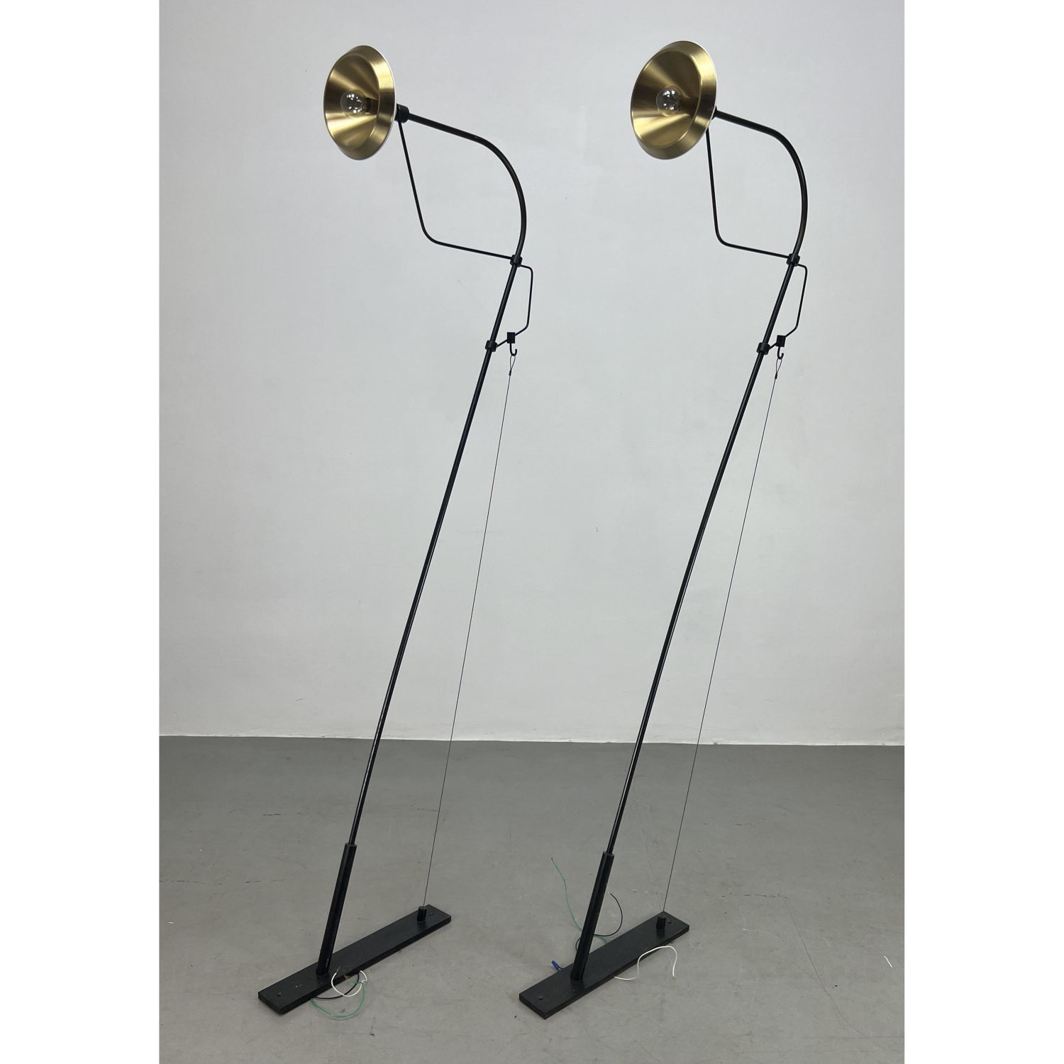 Appraisal: Pr Luminaire Modernist Wall Sconce Lights Lamps Long Black metal