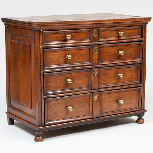 Appraisal: WILLIAM AND MARY CARVED OAK CHEST OF DRAWERS x x