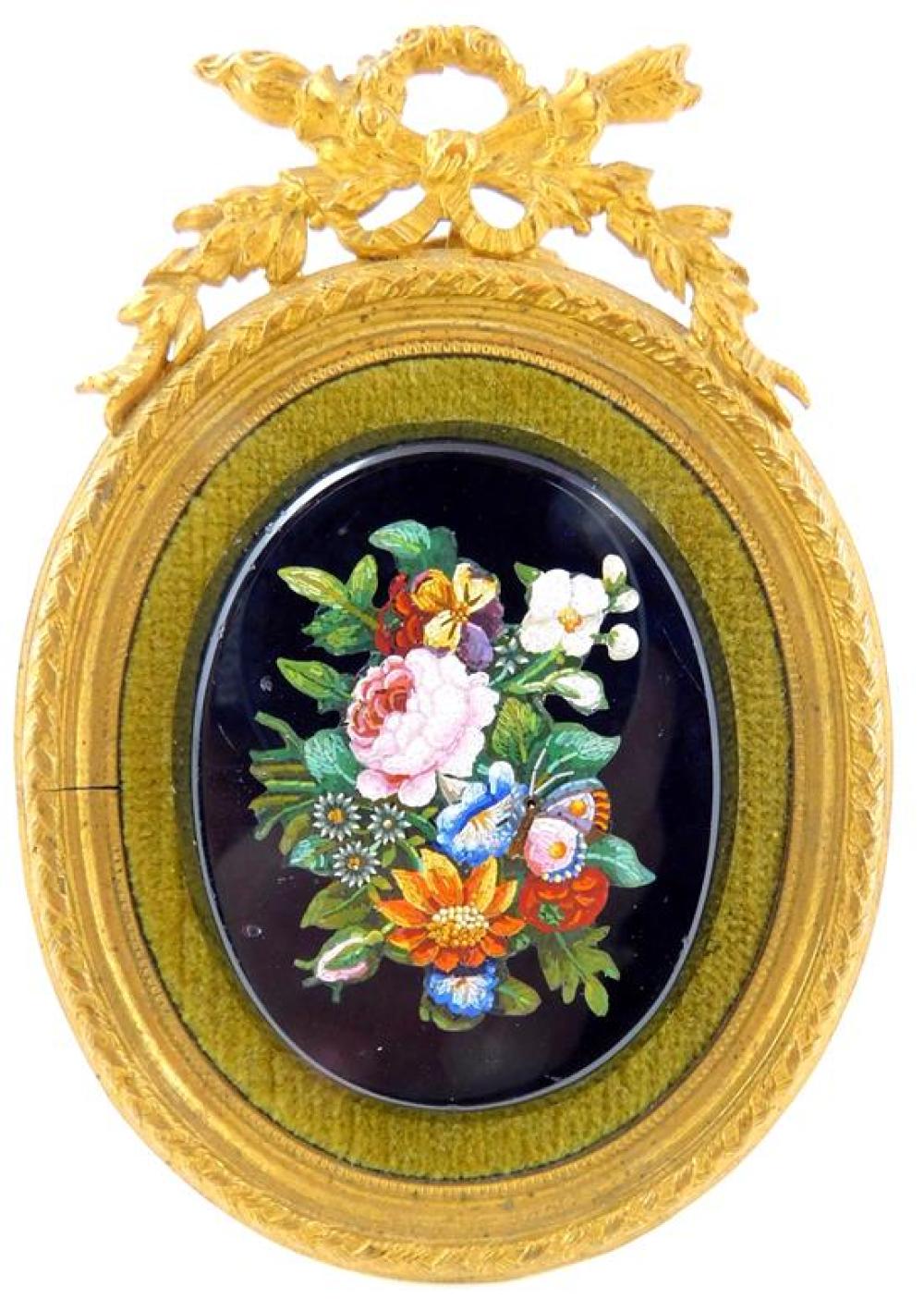 Appraisal: Micromosaic Pietra Dura floral arrangement in frame Italian late th