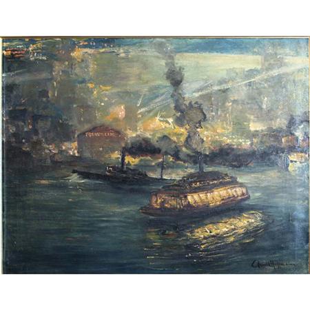 Appraisal: Arnold Hoffmann American - A Ferry Boat at Night Estimate