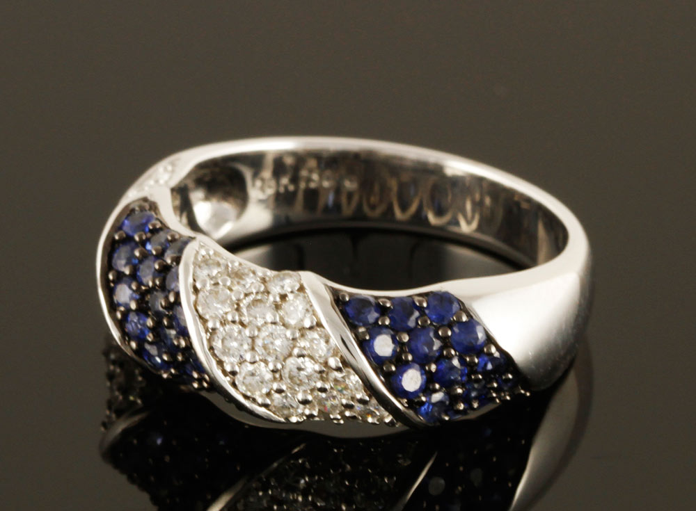 Appraisal: A - K Gold Diamond and Sapphire Ring K white