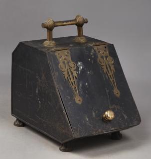 Appraisal: English Victorian Sheet Iron and Brass Coal Hod l English