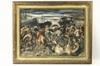 Appraisal: OIL ON MASO - 'Port of Arrival' depicting a herd