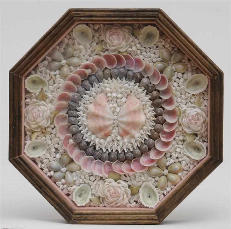 Appraisal: MODERN SHELL-MOUNTED SAILOR'S VALENTINE The multicolor concentric shells contained in