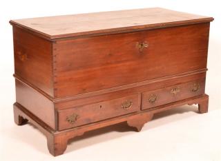 Appraisal: Pennsylvania Chippendale Walnut Dower Chest Molded lid interior walnut till