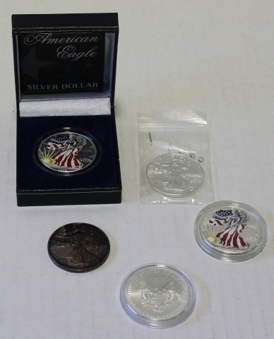 Appraisal: U S Silver EaglesIncluding Painted toned uncirculated Uncirc