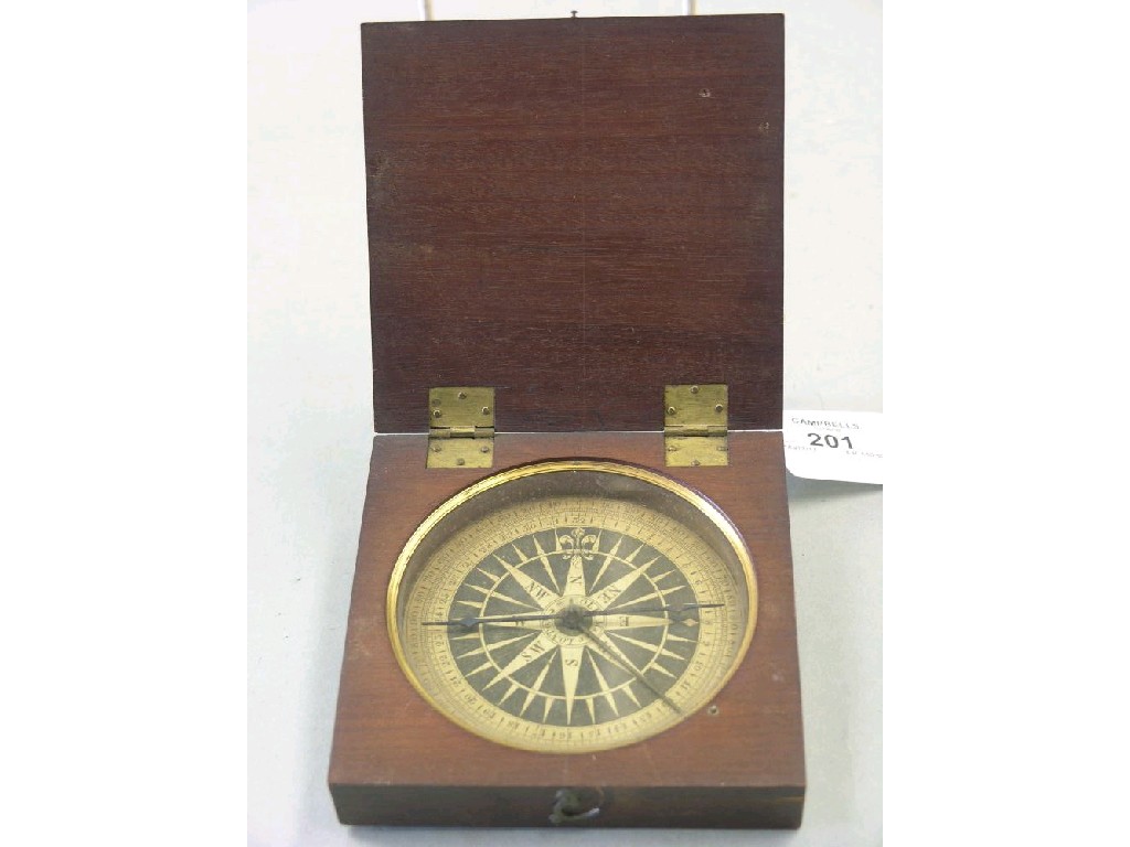 Appraisal: An early th century mahogany cased compass by Cole London