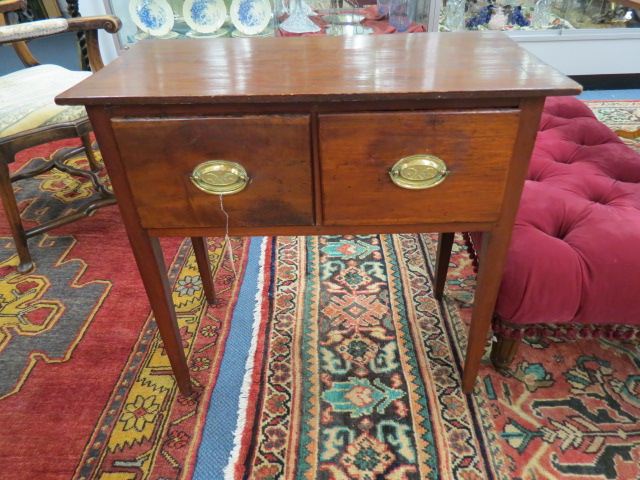 Appraisal: Period Work Table lowboy style two drawer brass pulls tall