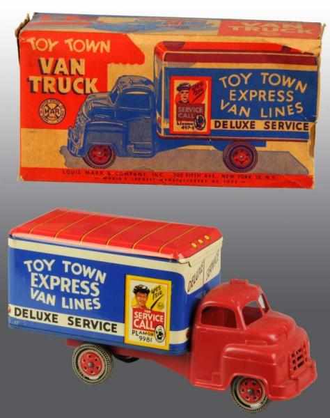 Appraisal: Marx Toy Town Express Van Lines Truck Toy Description Includes