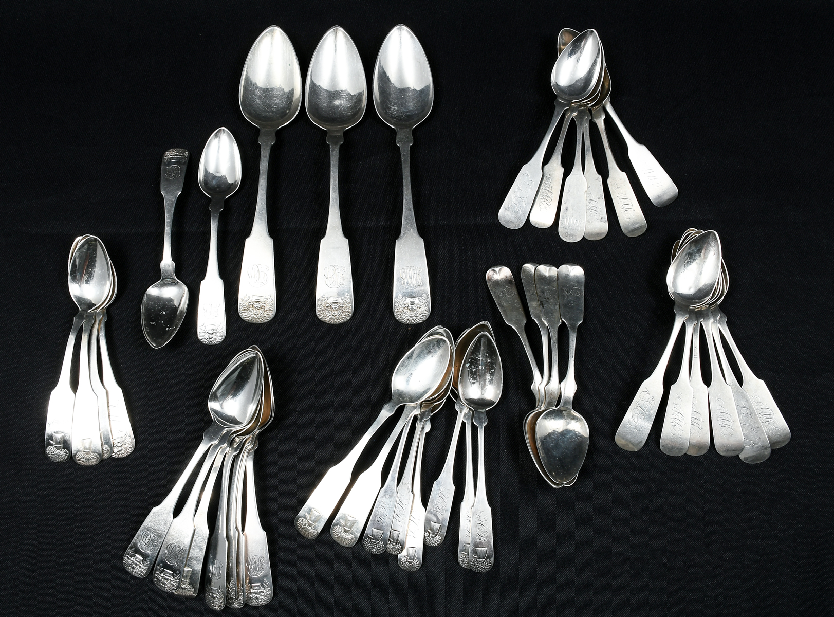 Appraisal: PC TH-C AMERICAN COIN SILVER FLATWARE Approx Troy ounces Comprising