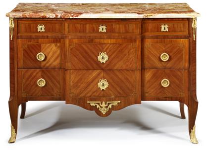 Appraisal: Transitional style kingwood tulipwood and fruitwood inlaid gilt bronze mounted