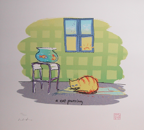 Appraisal: A Cat Purring Lennon After John British - Published Serigraph