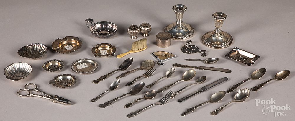 Appraisal: Sterling silver plate and weighted tablewares Sterling silver plate and