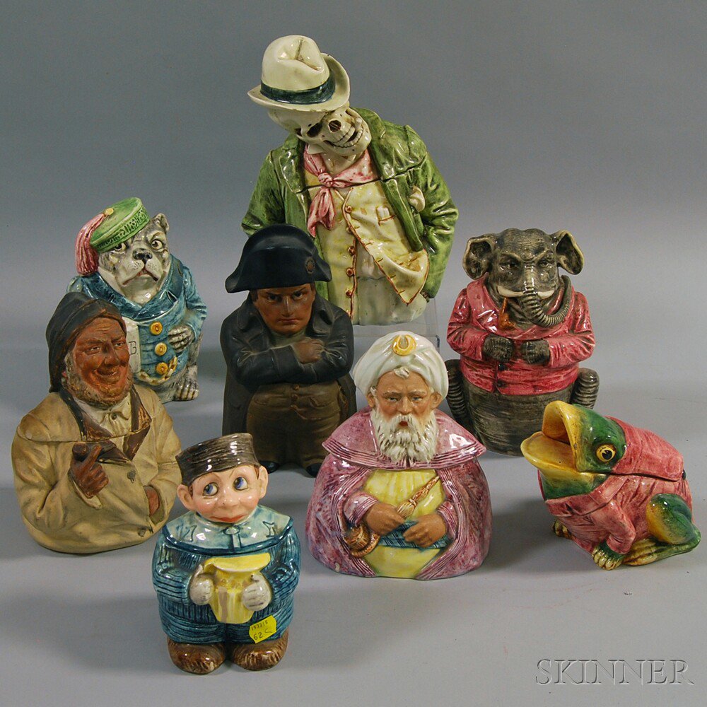 Appraisal: Eight Ceramic Figural Tobacco Jars a frog a dog an