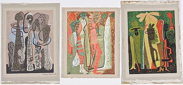 Appraisal: THREE ORIGINAL STUDIES BY CINCINNATI ARTIST EVELYN MARX each gouache