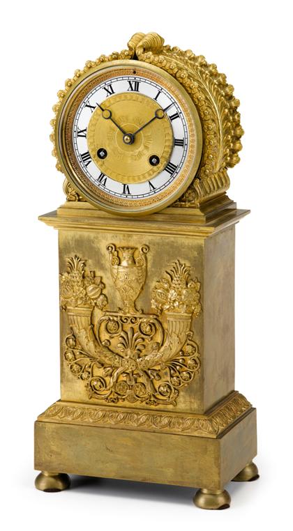 Appraisal: French Empire gilt bronze mantle clock first half th century