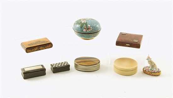 Appraisal: Collection miniature boxes th th century consisting of English penwork-decorated