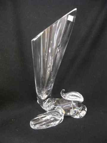 Appraisal: Steuben Crystal Figural Dolphin Vase cornucopia style '' signed excellent