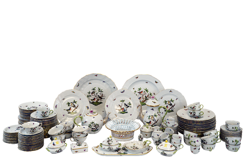 Appraisal: Herend Rothschild Pattern Porcelain Service Herend Rothschild Bird Service Pieces