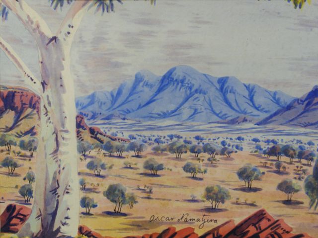 Appraisal: Oscar Namatjira - Untitled watercolour signed 'Oscar Namatjira' lower centre