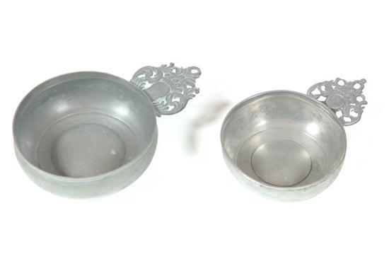 Appraisal: TWO PEWTER PORRINGERS American st half- th century Both have