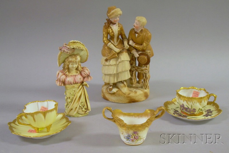 Appraisal: Seven Assorted Decorated Porcelain Articles a Doulton Burslem cup two