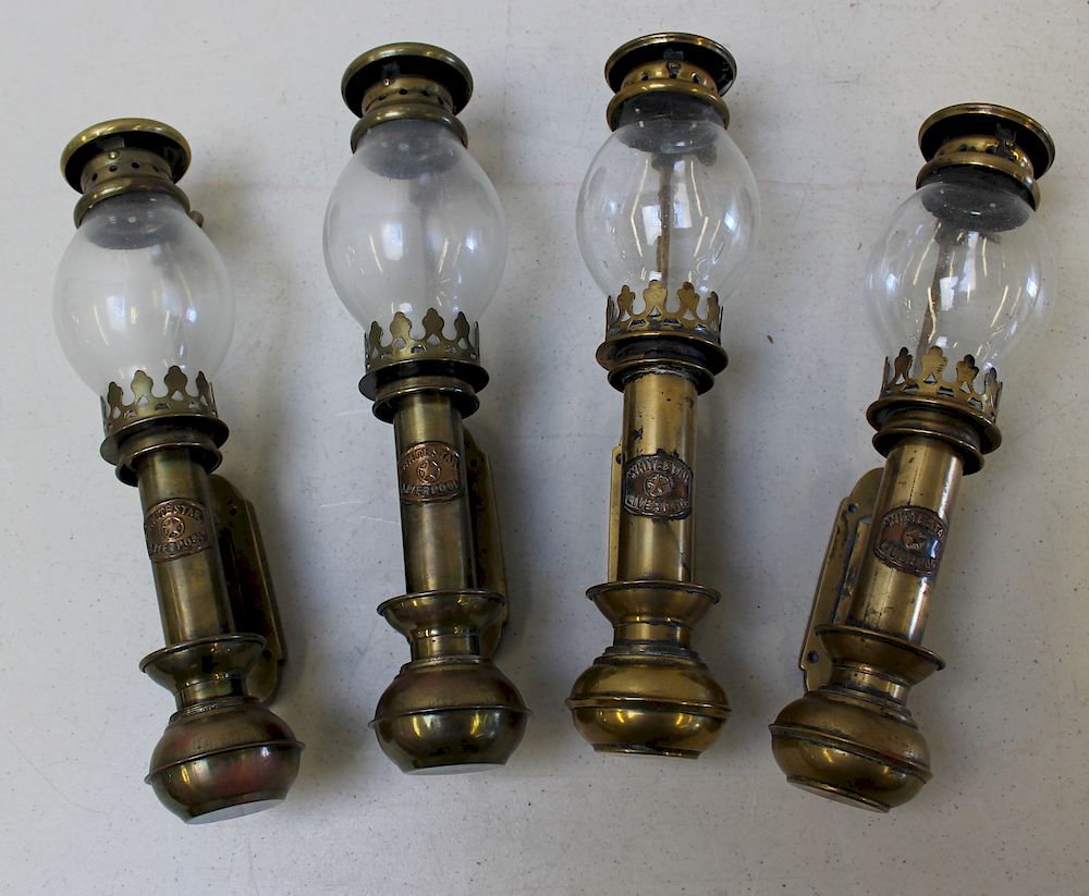 Appraisal: Brass Liverpool Ships Lanterns From a Larchmont estate - Dimensions