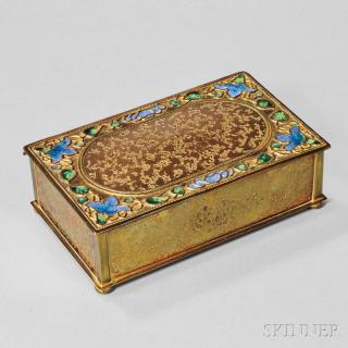 Appraisal: Louis C Tiffany Furnaces Favrile Box Gilt-bronze enamels cedarwood New