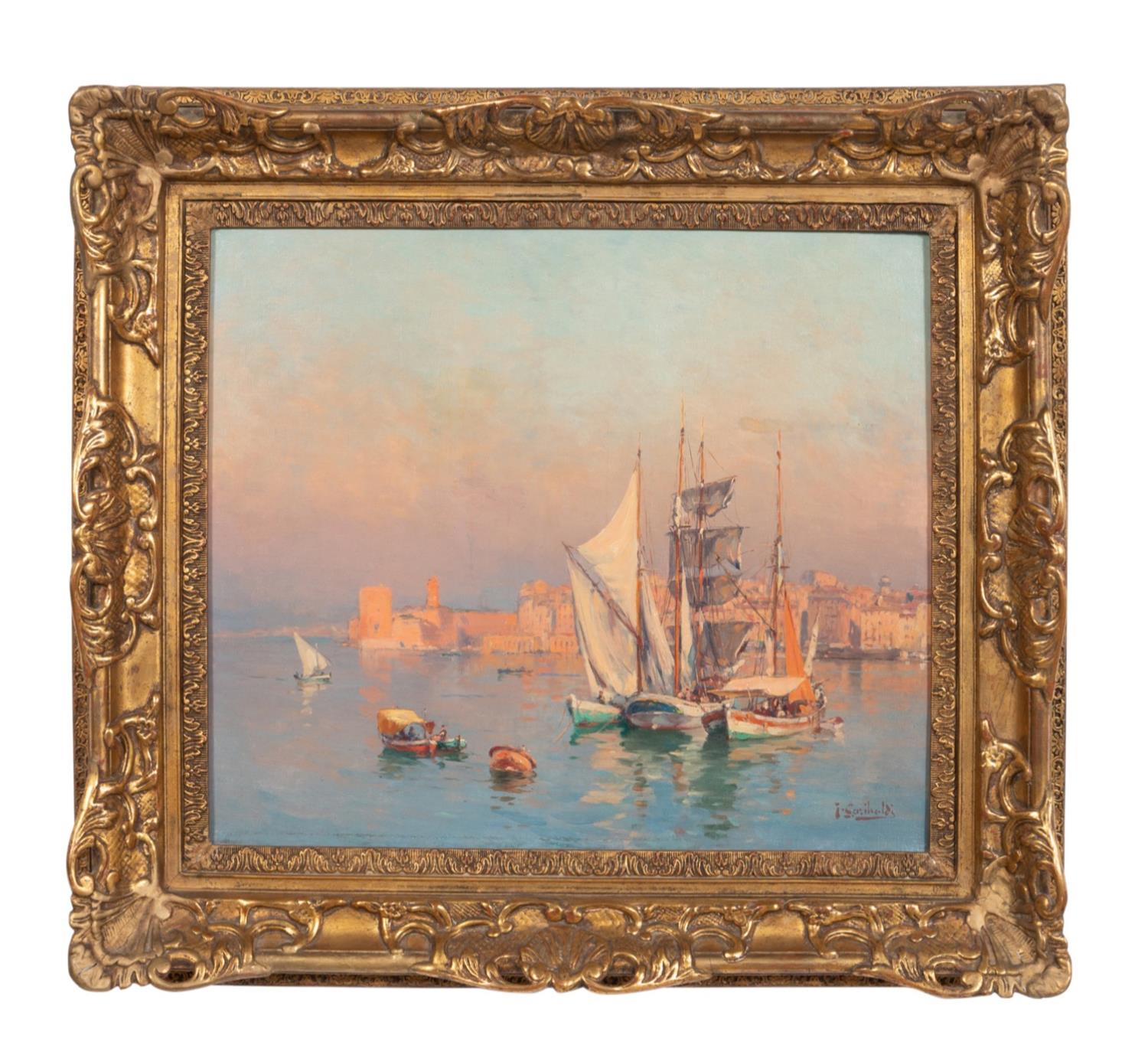 Appraisal: JOSEPH GARIBALDI CONTINENTAL HARBOR SCENE O C Joseph Garibaldi France