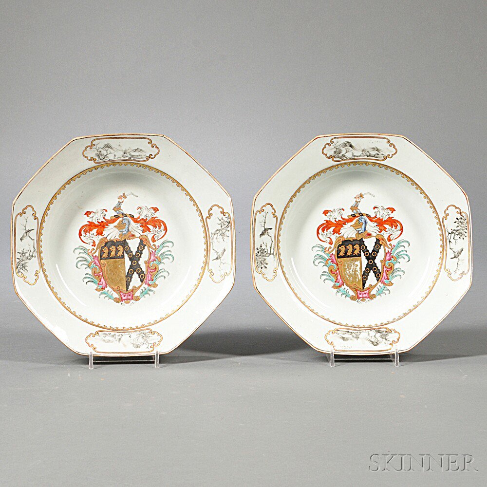 Appraisal: Two Chinese Export Porcelain Armorial Soup Plates late th early