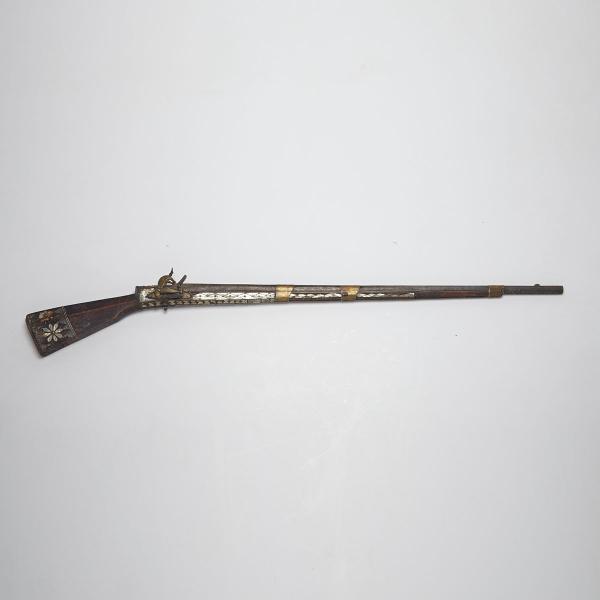 Appraisal: Turkish Miquelet-Lock Rifle the inch octagonal to round barrel in